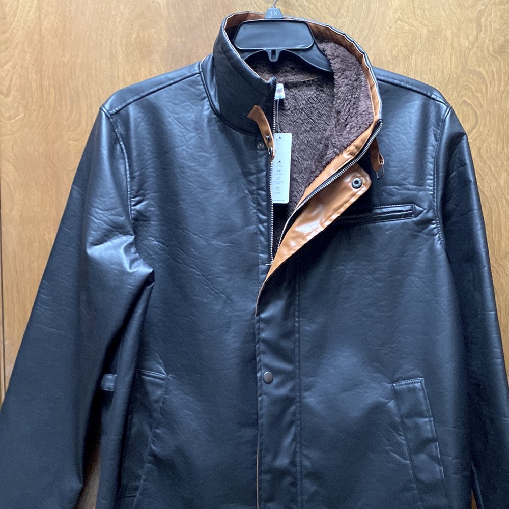 Woman’s New Faux Leather Jacket, Two-toned, Black & Brown, XL, Never worn
